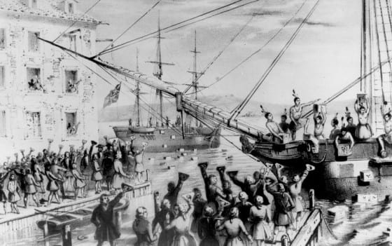 Boston Tea Party Copy of lithograph by Sarony & Major, 1846