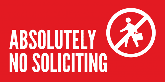 No Soliciting Sign