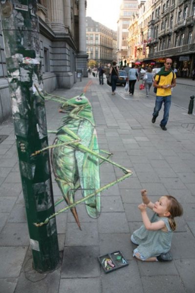 grasshopper on pole