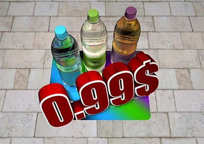 3d soda bottle floor graphic