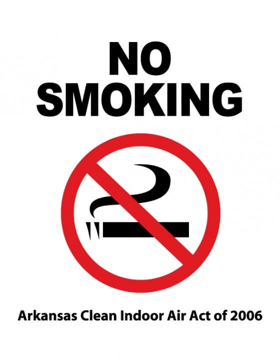 arkansas clean indoor air act smoking sign