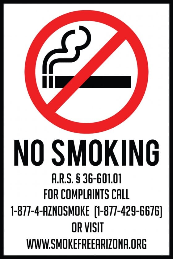 arizona smoking sign 12x18