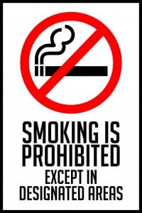 california smoking permitted sign 12x18