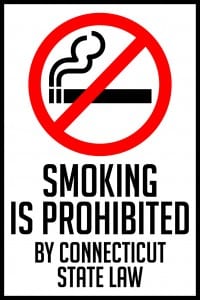 connecticut smoking prohibited by state law sign