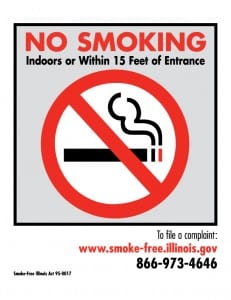 illinois no smoking sign 12x18