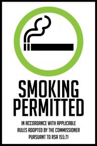 new hampshire smoking permitted sign 12x18