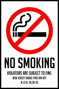 new jersey no smoking sign 12x18