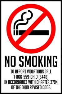 ohio no smoking sign 12x18