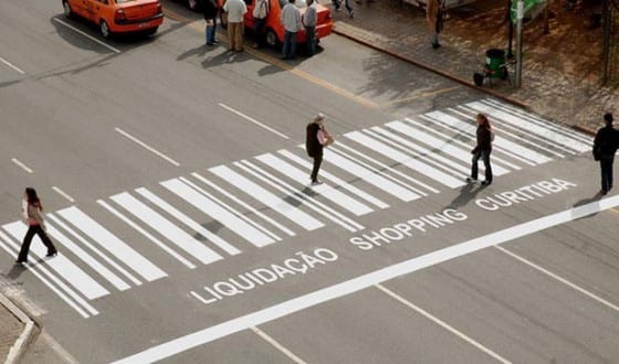 bar code crosswalk ad floor graphic