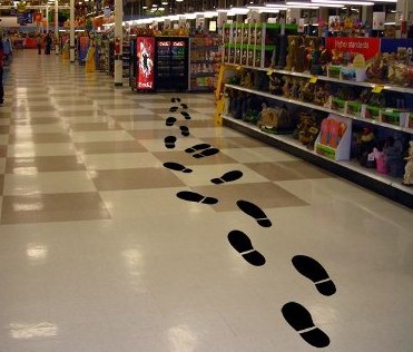 footsteps to cocacola floor graphic