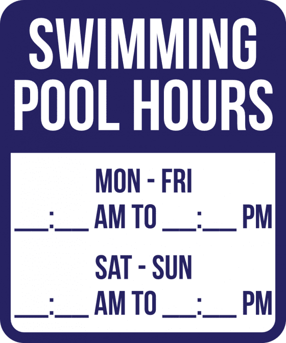 Delaware Pool Hours Sign