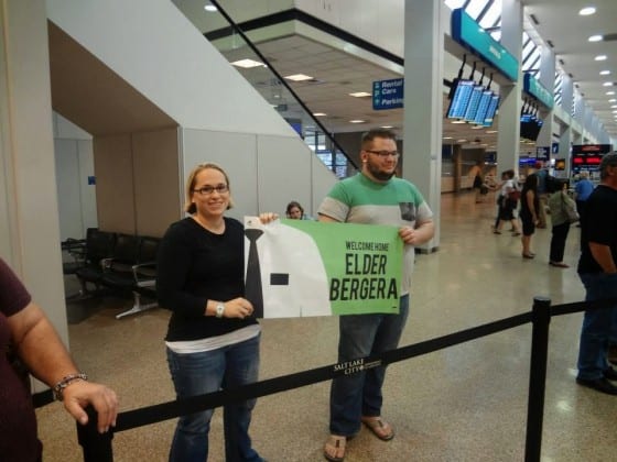 mormon missionary banner at airport