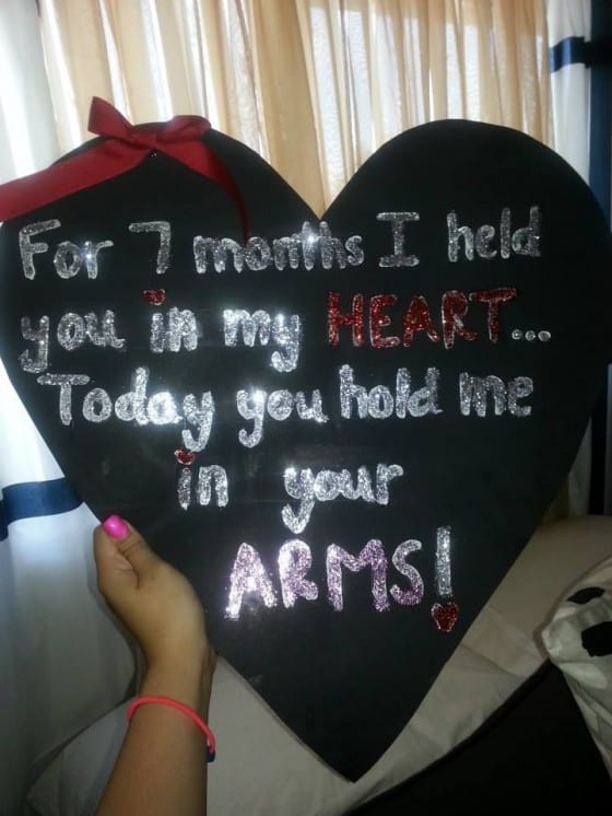 7 month heart homecoming sign