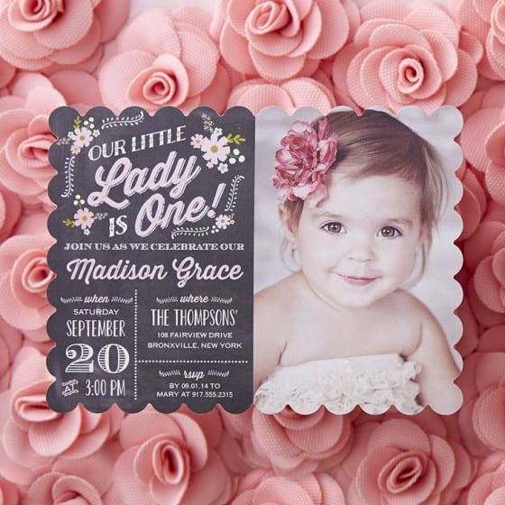 chalkboard plus picture birthday invitation