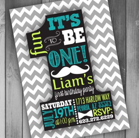 one shaped birthday invitation