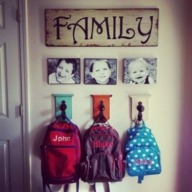 family hooks with wall art