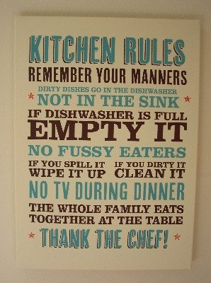 canvas print kitchen rules