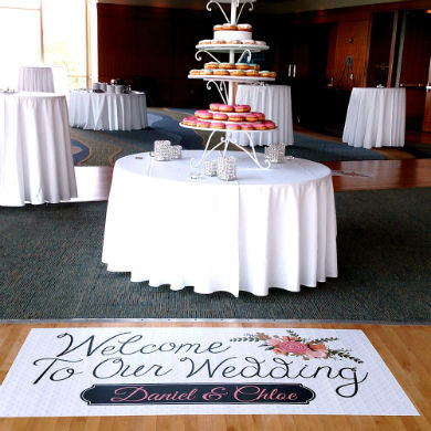 Our floor decals are perfect for welcoming your wedding guests.