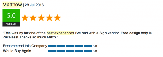 Customer Review of Signs.com