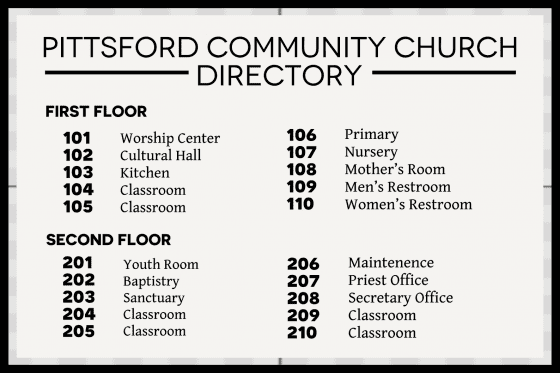 church directory sign
