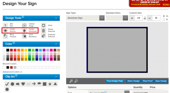 design tool centering options