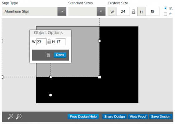 size change in design tool