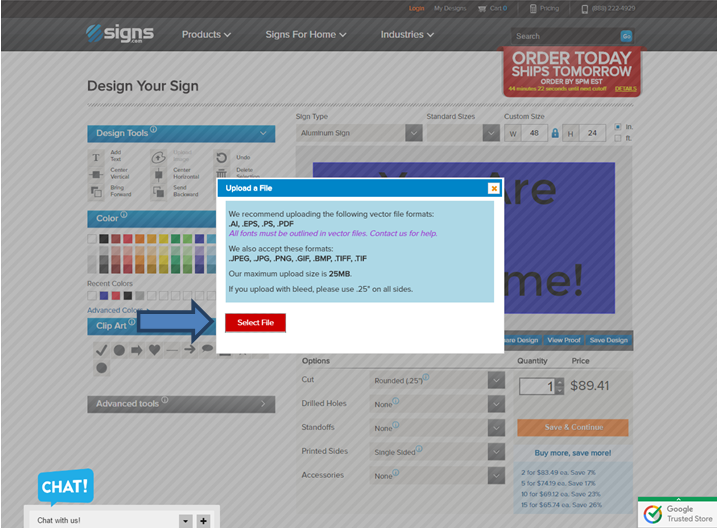 file selection in design tool