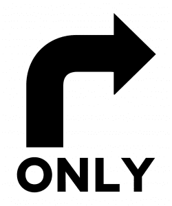 right turn only sign