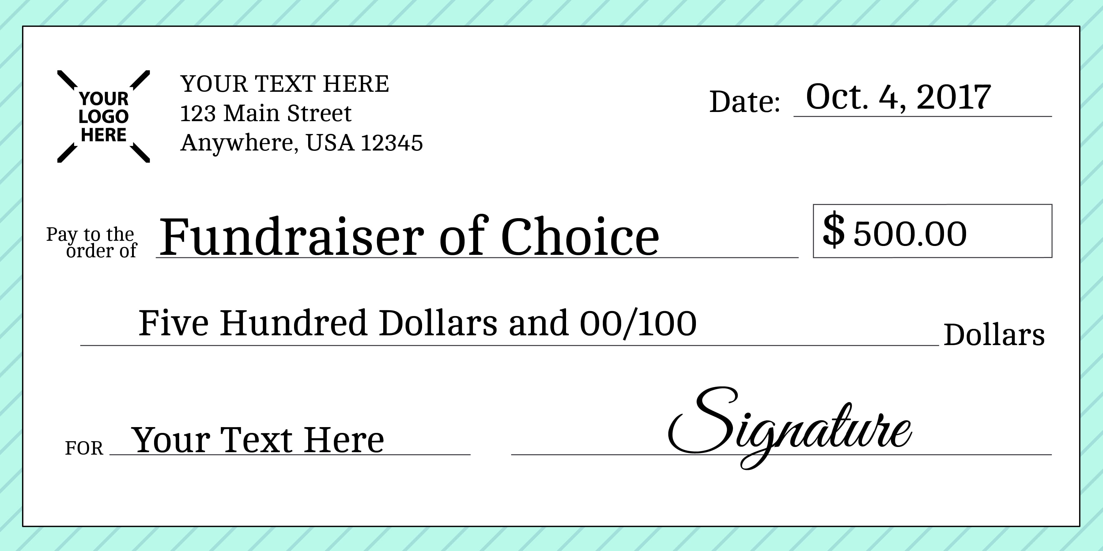 Signage 25 - Giant Check Uses and Templates  Signs.com Blog Within Large Blank Cheque Template