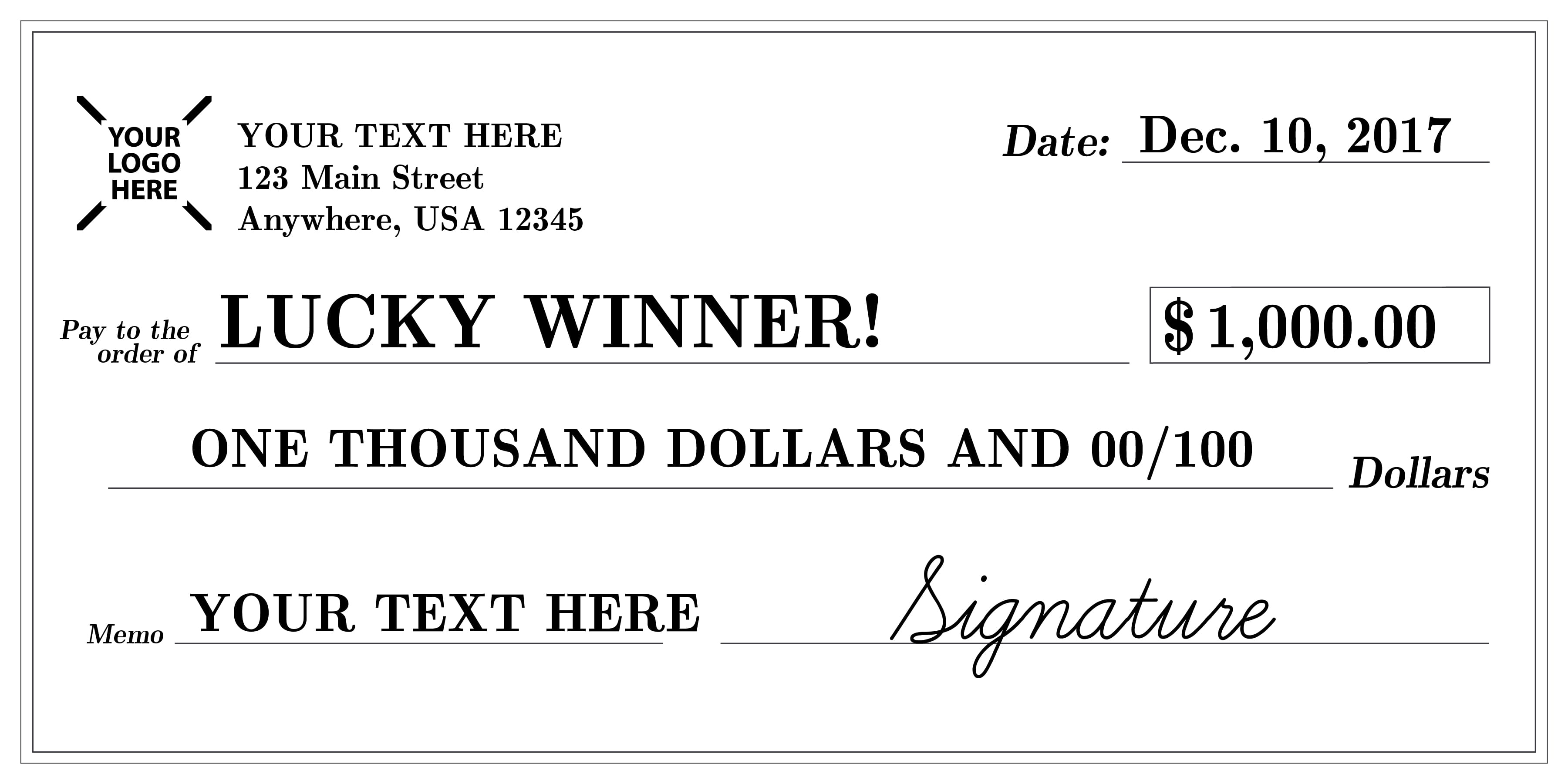 Signage 25 - Giant Check Uses and Templates  Signs.com Blog With Large Blank Cheque Template