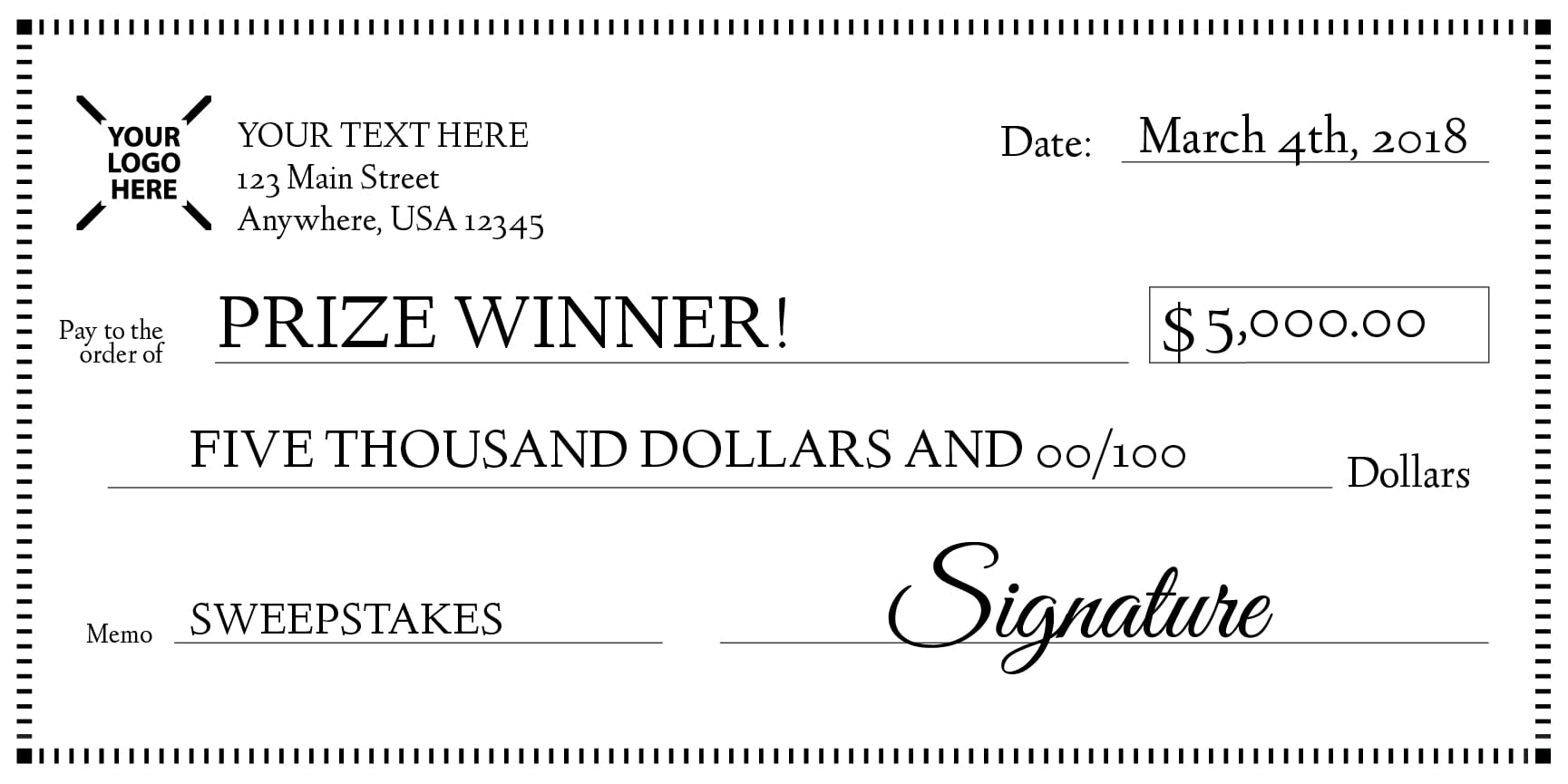 Giant Check Sweepstakes