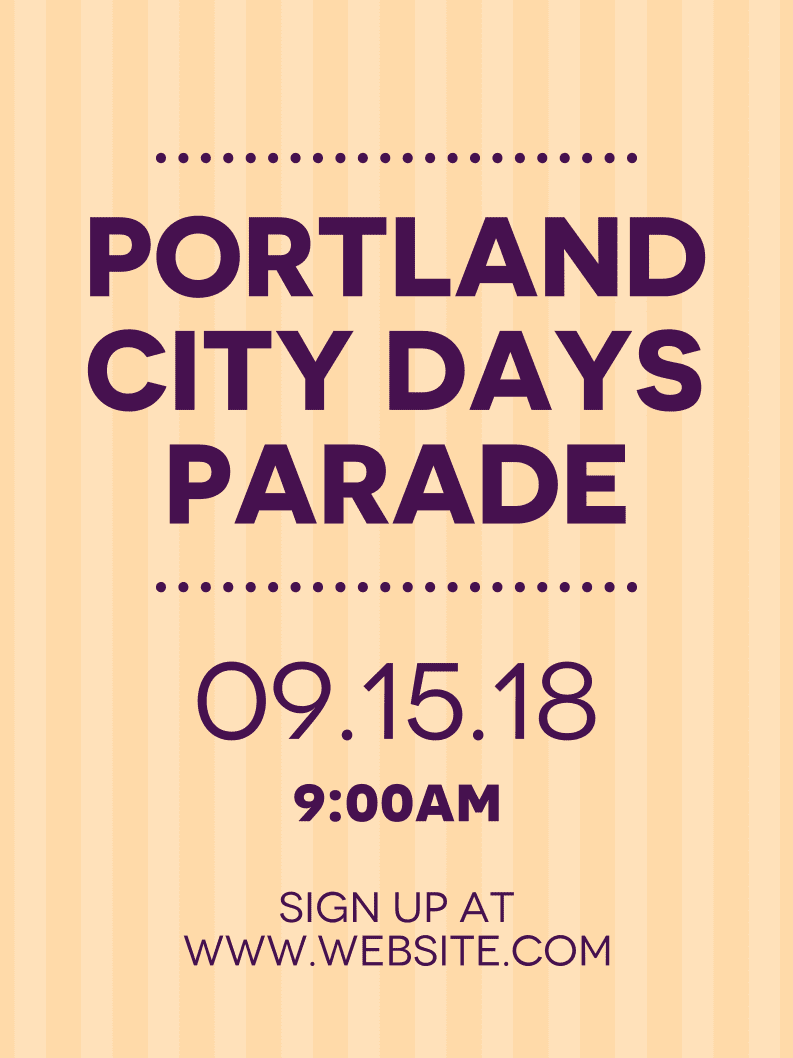 Temporary City Parade Sign