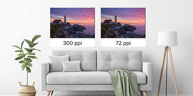 Comparación de 300 ppi frente a 72 ppi desde la distancia