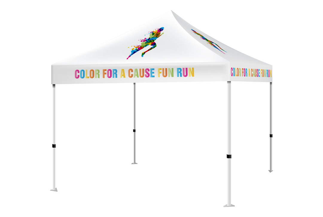 Pop up tent that has a branded canopy