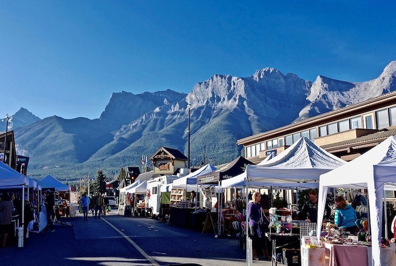 Pop up tents at an outdoor street market