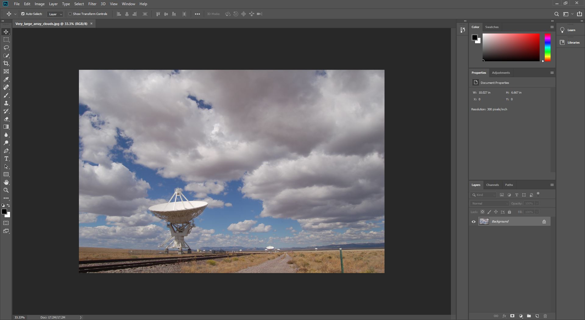 Encontrar las dimensiones de la imagen usando Photoshop (Paso 1)
