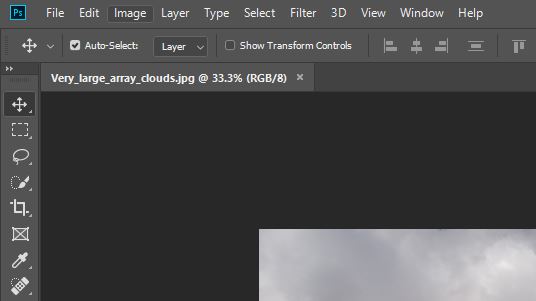 Encontrar las dimensiones de la imagen usando Photoshop (Paso 2)