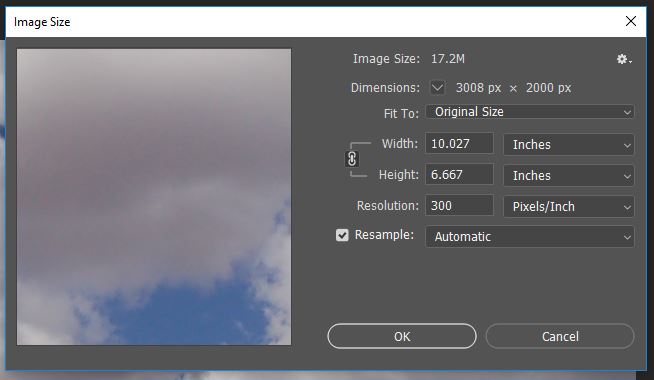 Encontrar las dimensiones de la imagen usando Photoshop (Paso 4)