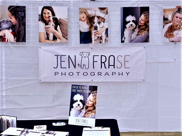 Jen Frase's art fair booth banner and display